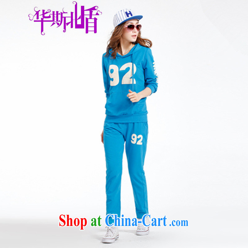 Spring and Autumn and new Korean sports package girls stylish round-collar set beauty and style, clothing and Leisure package blue XXL, China, North Korea, and shield, and shopping on the Internet
