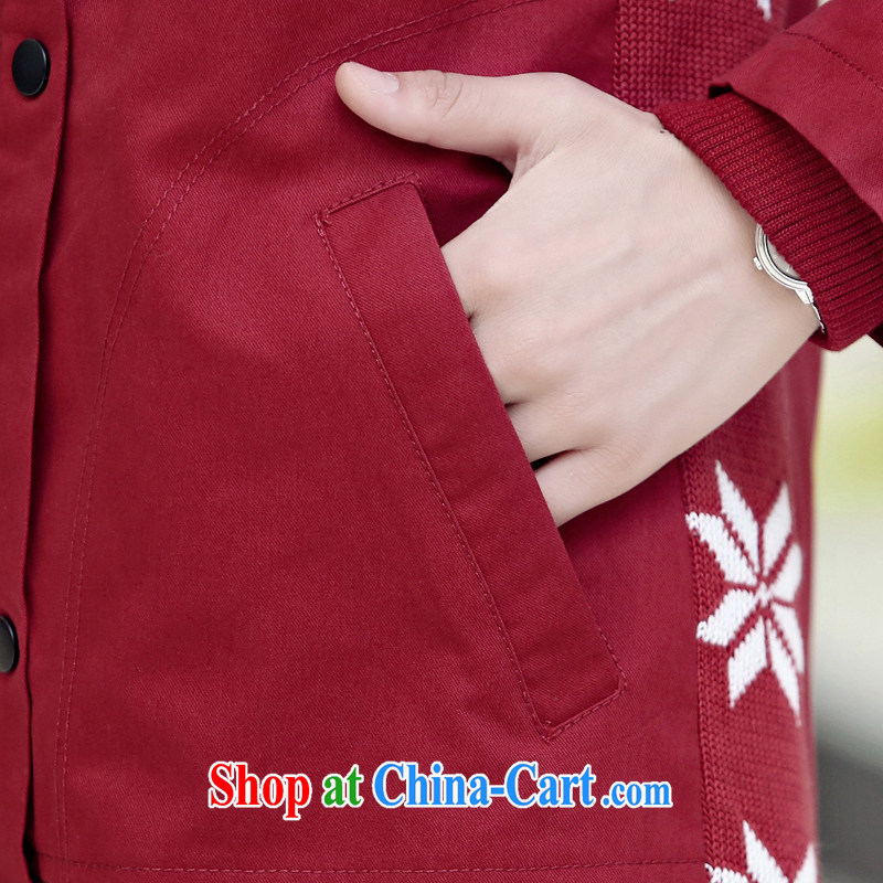 To Yi Sha 2015 spring new, long, loose the code thick MM cap wind jacket QYBL 629 wine red 3 XL, for her clothes, and shopping on the Internet