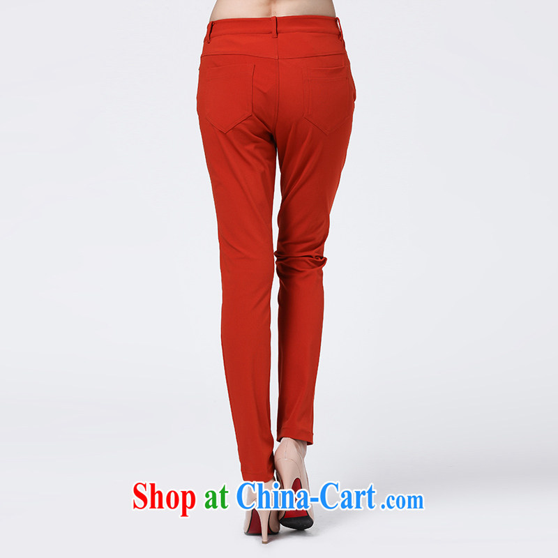 Water with the Code fall and winter NEW GRAPHICS thin trousers 2014 Korean girl with thick mm casual pants S QW 14 3476 Red Orange 3 XL, water itself (SHUIMIAO), online shopping