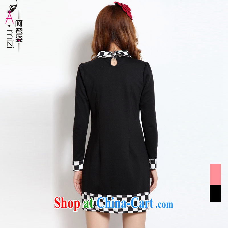 The honey beauty mm thick larger female sweet beauty nails Pearl lapel graphics thin long-sleeved new autumn and the dress 3109 black XXXL, honey, and, shopping on the Internet