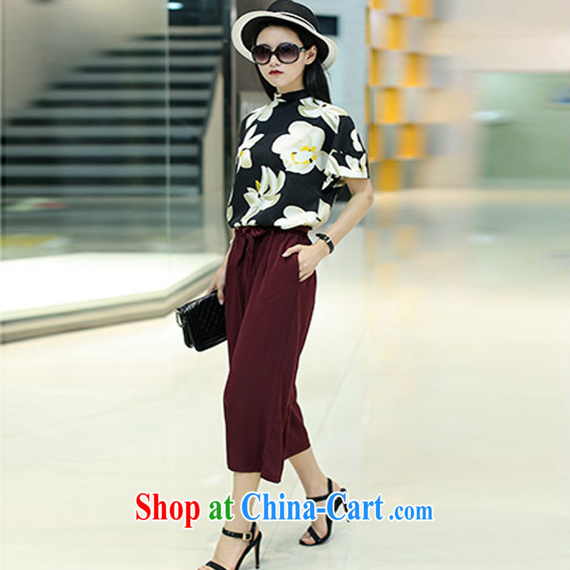 Tang year summer new, larger female package thick MM 200 Jack Korean snow woven short-sleeved T shirt + leisure 9 pants the color/1776 XL 3 150 - 160 jack, Tang, and shopping on the Internet