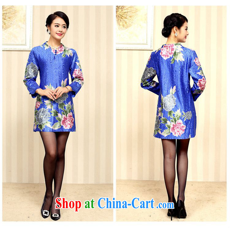 Forest narcissus fall 2015 the New, Old and elegant flowers, long Long-Sleeve further skirt-mom with dresses XYY - 8329 blue XXXXL pictures, price, brand platters! Elections are good character, the national distribution, so why buy now enjoy more preferential! Health