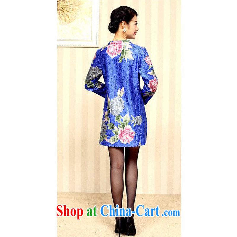 Forest narcissus fall 2015 the New, Old and elegant flowers, long Long-Sleeve further skirt-mom with dresses XYY - 8329 blue XXXXL, forest narcissus (SenLinShuiXian), shopping on the Internet