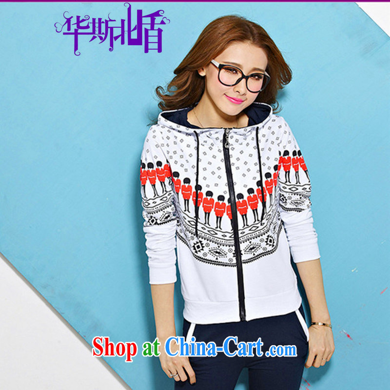 Female New royal soldiers Korean leisure two-piece cap maximum code fashion clothing Kit white XXL, China, North shields, and shopping on the Internet