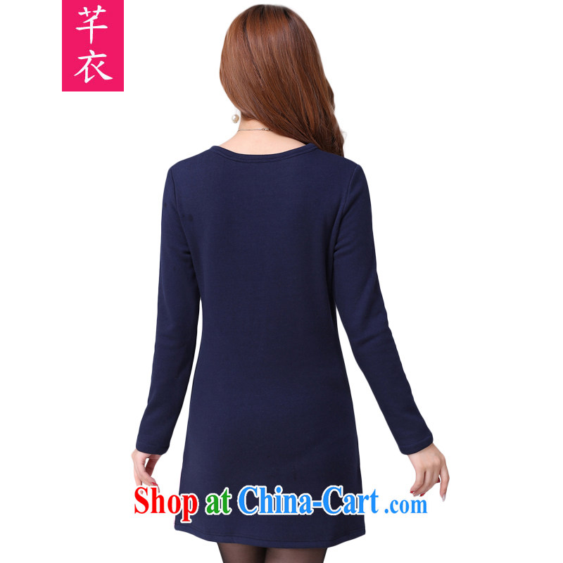 Constitution, the ventricular hypertrophy, women 2015 new autumn and winter clothing thicken the lint-free cloth cotton is not with the ball on his sister warm the waist long-sleeved dresses, blue 2 XL 120 - 140 jack, constitution and clothing, and shopping on the Internet