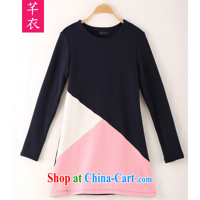 Constitution, the ventricular hypertrophy, women 2015 new autumn and winter clothing thicken the lint-free cloth cotton is not with the ball on his sister warm the waist long-sleeved dresses, blue 2 XL 120 - 140 jack, constitution and clothing, and shopping on the Internet