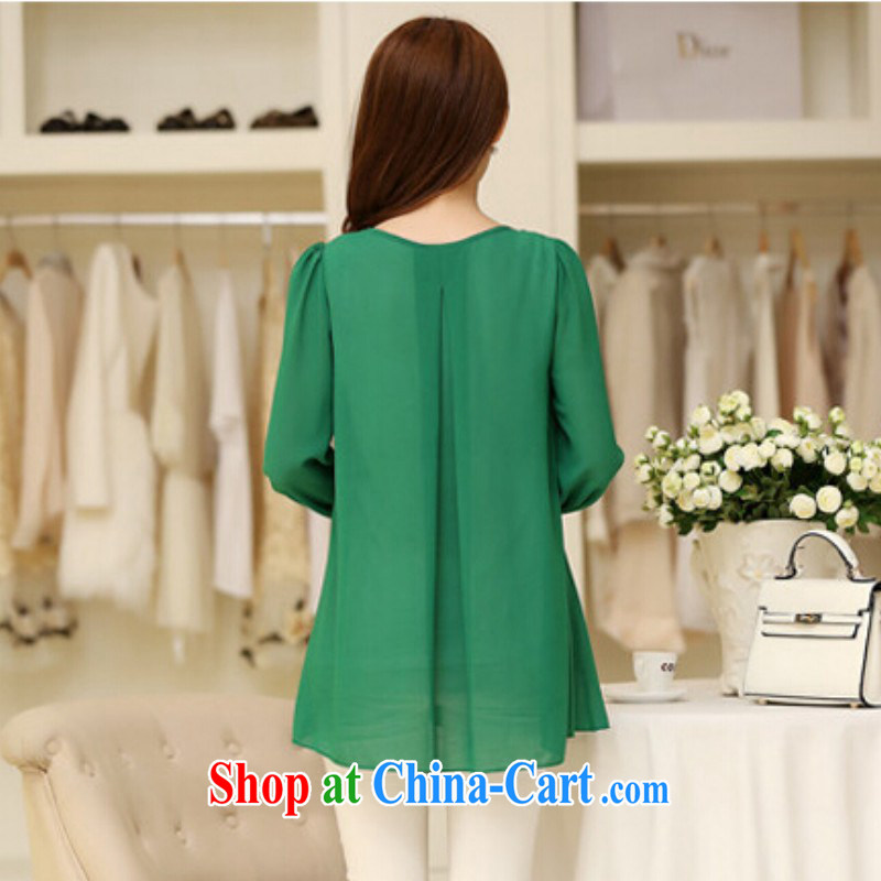 Dora, honey child 2015 spring new thick MM pregnant women with large, cultivating graphics thin long-sleeved style snow woven shirts T-shirt 4515011 green XXXXL, Dora, honey child, shopping on the Internet