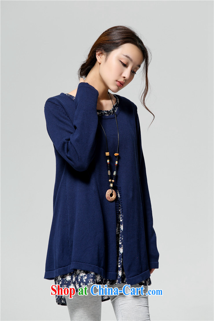 To Yi Sha 2014 autumn and winter, the larger female floral cotton stitching leave of two parts, long, knitted shirts sweaters QJY 8086 blue are code pictures, price, brand platters! Elections are good character, the national distribution, so why buy now enjoy more preferential! Health