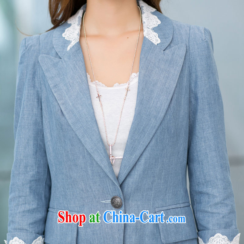 Staff of the fertilizer XL women mm thick 2014 autumn and winter with new Korean lace lace graphics thin stylish small jacket 5003 light blue 4 175 XL about jack, and Director (Smeilovly), online shopping