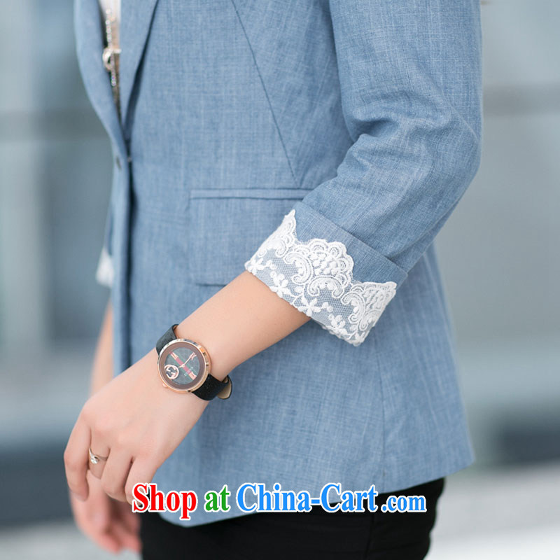 Staff of the fertilizer XL women mm thick 2014 autumn and winter with new Korean lace lace graphics thin stylish small jacket 5003 light blue 4 175 XL about jack, and Director (Smeilovly), online shopping