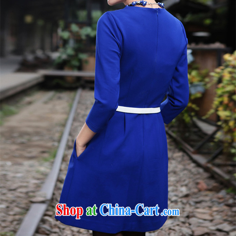 agreement, 2015 spring new women in Europe and America, high-end Custom Star with cultivating a large, female 7 cuff dress loose blue XXXL, whereby land, shopping on the Internet