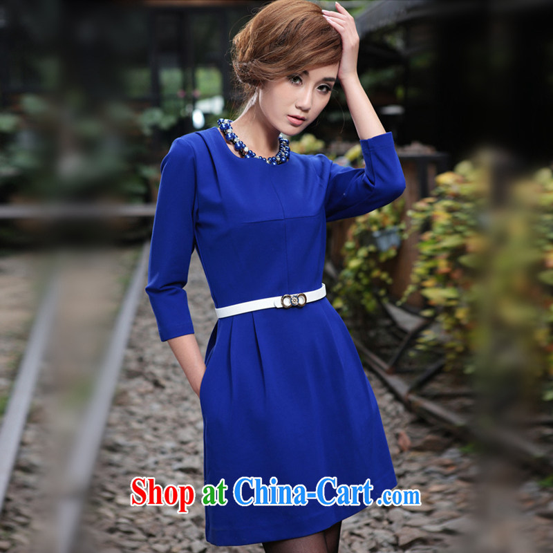 agreement, 2015 spring new women in Europe and America, high-end Custom Star with cultivating a large, female 7 cuff dress loose blue XXXL, whereby land, shopping on the Internet