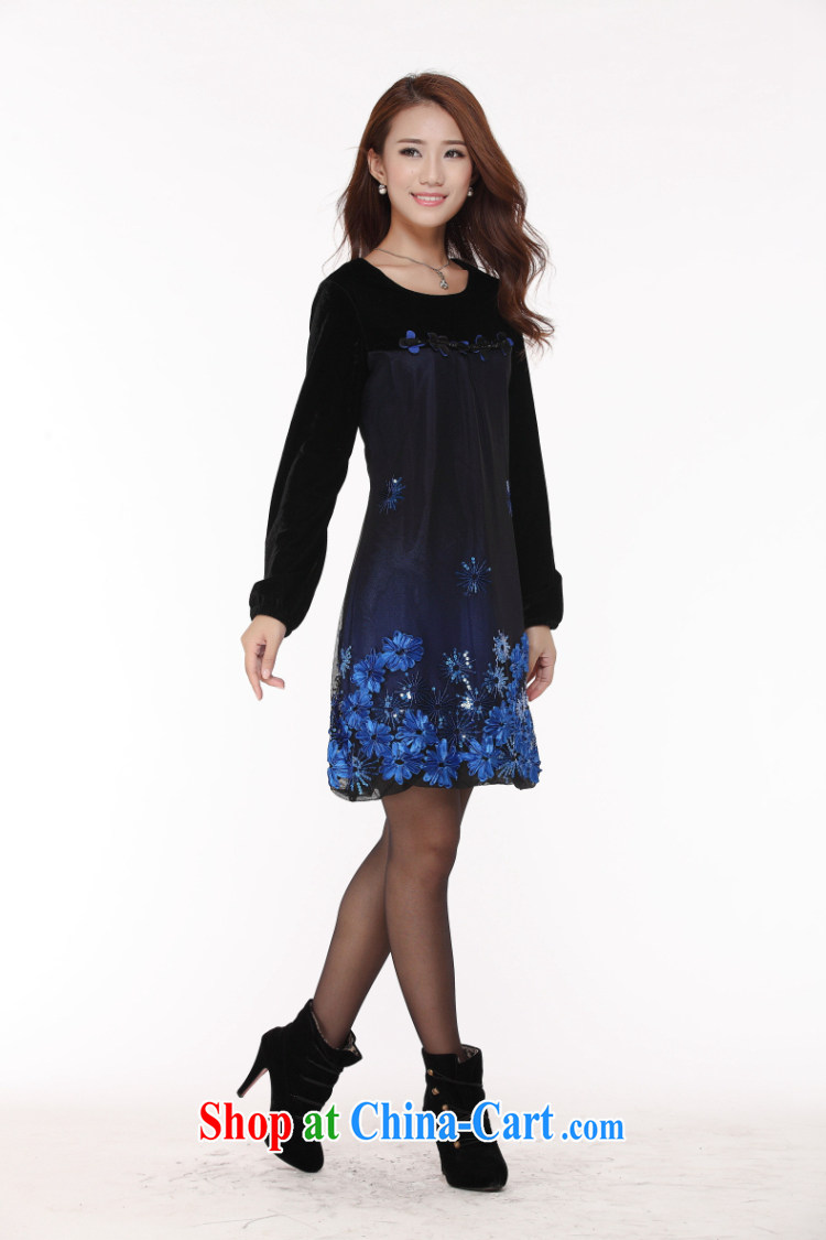 The Code women mm thick Autumn with new 2014 Korean modern liberal Tibetan meat in Europe and long-sleeved video thin dresses - YY 2105 blue XL code pictures, price, brand platters! Elections are good character, the national distribution, so why buy now enjoy more preferential! Health