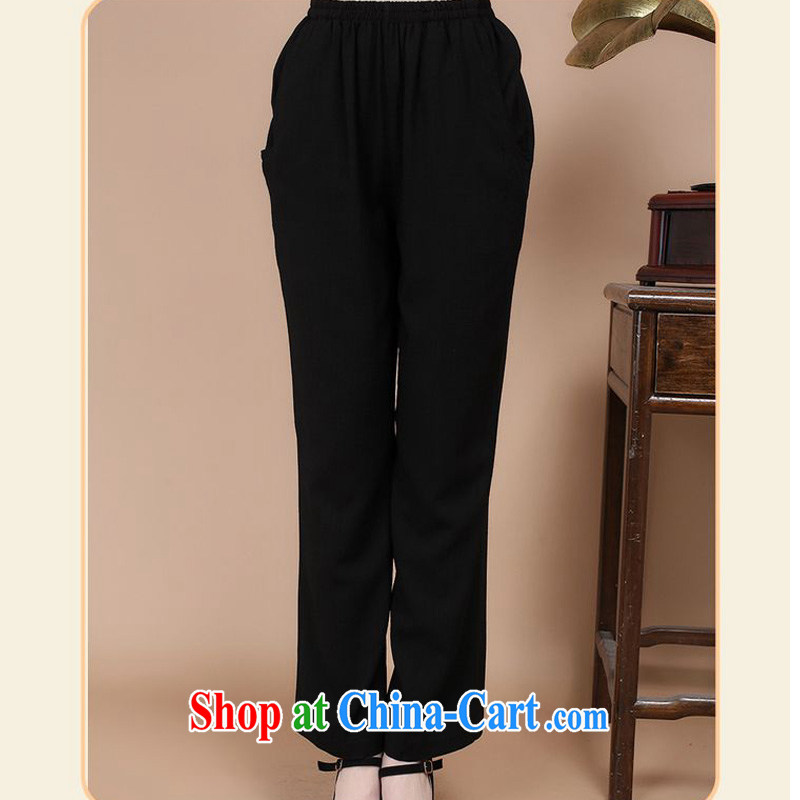 Forest narcissus fall 2015 new straight black and soft cotton jacquard elastic trousers XYY - B 919 black XXL