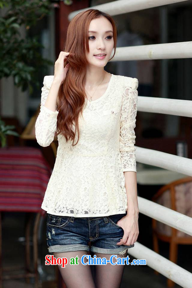 Blue Fox Korean temperament OL Sau San video thin commuter round-collar long-sleeved snow woven shirts lace Openwork shirt solid T-shirt retro yarn, small T-shirt pink XL pictures, price, brand platters! Elections are good character, the national distribution, so why buy now enjoy more preferential! Health