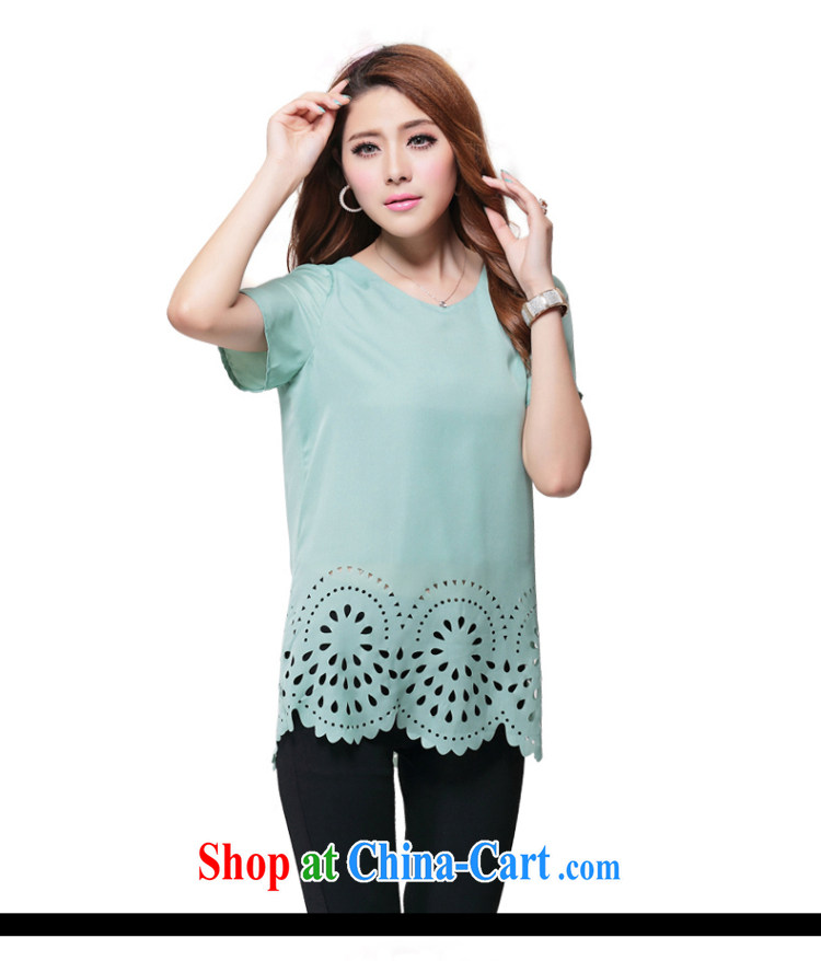 Director of King, female thick mm summer Korean fashion the flower Openwork short-sleeved shirt T loose video thin ice woven shirts, S 1646 light green 5 XL pictures, price, brand platters! Elections are good character, the national distribution, so why buy now enjoy more preferential! Health