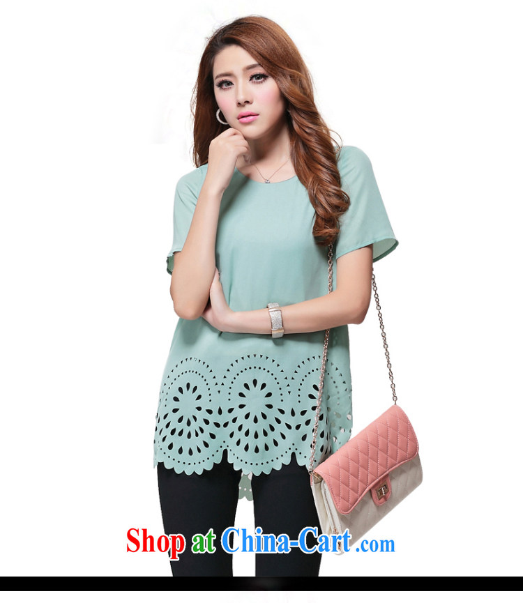 Director of King, female thick mm summer Korean fashion the flower Openwork short-sleeved shirt T loose video thin ice woven shirts, S 1646 light green 5 XL pictures, price, brand platters! Elections are good character, the national distribution, so why buy now enjoy more preferential! Health
