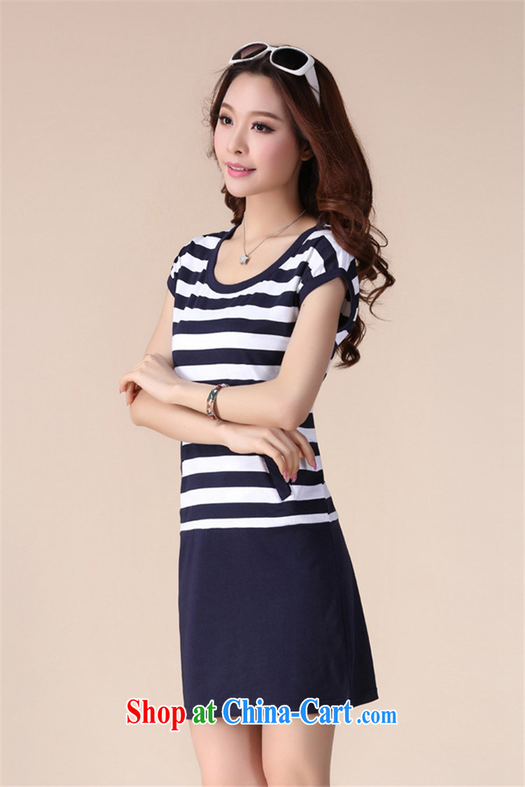 Loved 2015 summer new, larger female thick sister graphics thin XL pocket round-collar striped short-sleeved dress 829 blue XXL pictures, price, brand platters! Elections are good character, the national distribution, so why buy now enjoy more preferential! Health