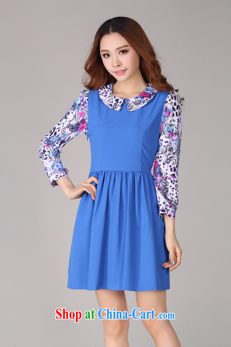 Constitution and clothing increased, fat, female Lady style spring loaded new 2015 fancy Korean long-sleeved thick mm fresh lady OL the dresses Po blue XL 100 - 125 Jack pictures, price, brand platters! Elections are good character, the national distribution, so why buy now enjoy more preferential! Health