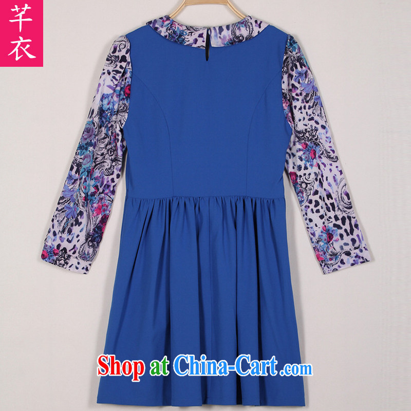 Constitution and clothing increased, fat, female Lady style spring loaded new 2015 fancy Korean long-sleeved thick mm fresh lady OL the dresses Po blue XL 100 - 125 jack, constitution and clothing, and shopping on the Internet