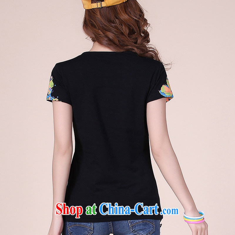 JK .,200 summer new ultra-large, female short-sleeve T pension increase, relaxed thick sister leisure T pension Y 13,008 black 4 XL, JK .,200, shopping on the Internet