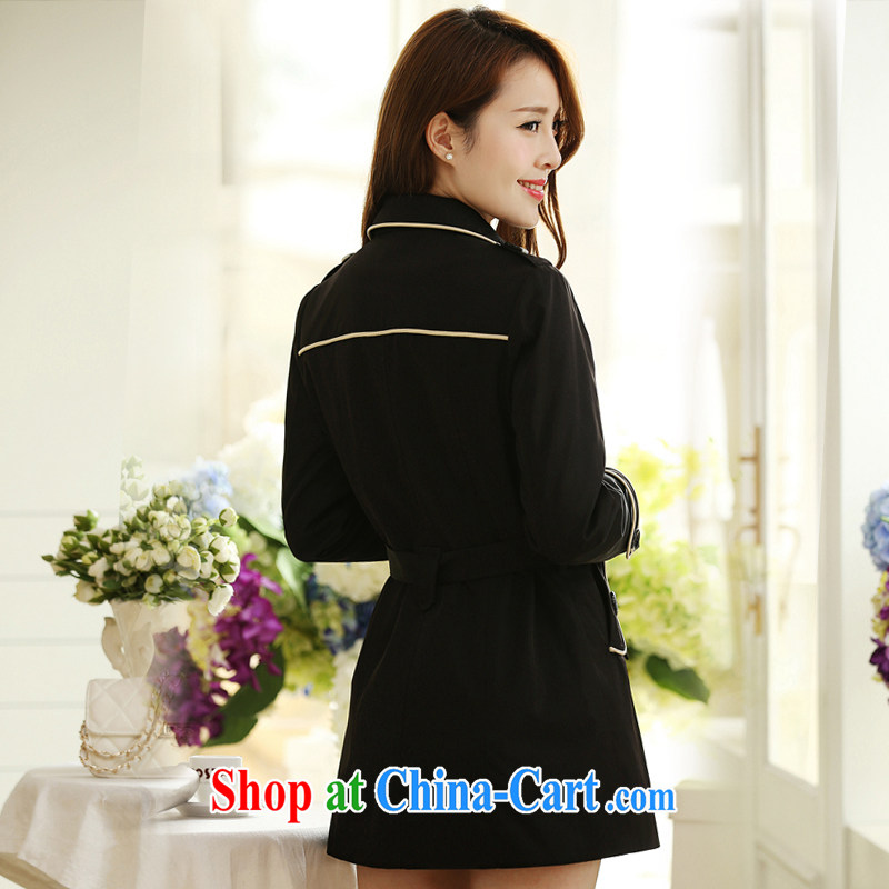 Mephidross has long honey, 2014 the autumn and the new emphasis on mm larger female Korean version, long, long-sleeved wind jacket graphics thin 5030 black large code 5 XL Mephitic economy honey (MENTIMISI), online shopping