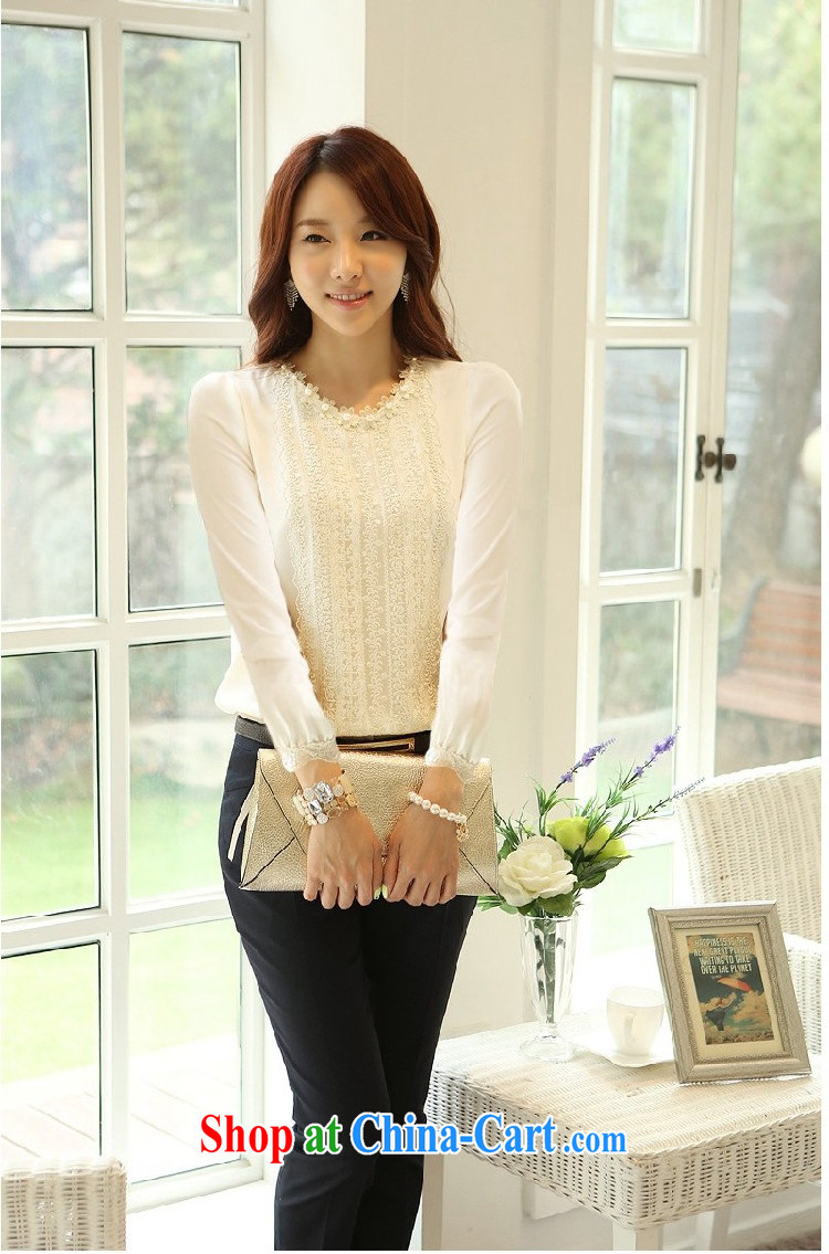 Wen The Greek, spring 2015, the new Korean snow woven shirts lace long-sleeved solid T-shirt T-shirt shirt female apricot XXL pictures, price, brand platters! Elections are good character, the national distribution, so why buy now enjoy more preferential! Health
