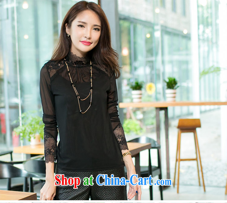 The honey beauty mm thick larger female new fall, the Korean edition black silk ballet by solid long-sleeved T-shirt T shirts women 9043 black XXXL pictures, price, brand platters! Elections are good character, the national distribution, so why buy now enjoy more preferential! Health