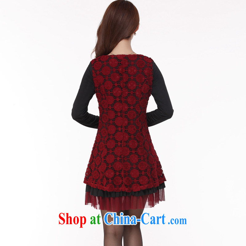 The Code graphics thin woman with thick mm autumn and the new 2014 Korean fashion personalized thick sister long-sleeved dresses - YY 2104 red 4 XL, Ying Ying, water, shopping on the Internet