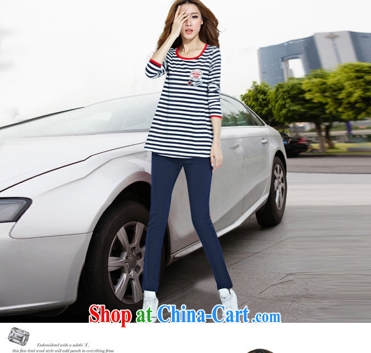 Cheuk-yan Yi Lai film 2015 spring new, larger female striped round-collar loose long-sleeved leisure T pension package S 8128 streaks red XL for weight 115 - 130 pictures, price, brand platters! Elections are good character, the national distribution, so why buy now enjoy more preferential! Health