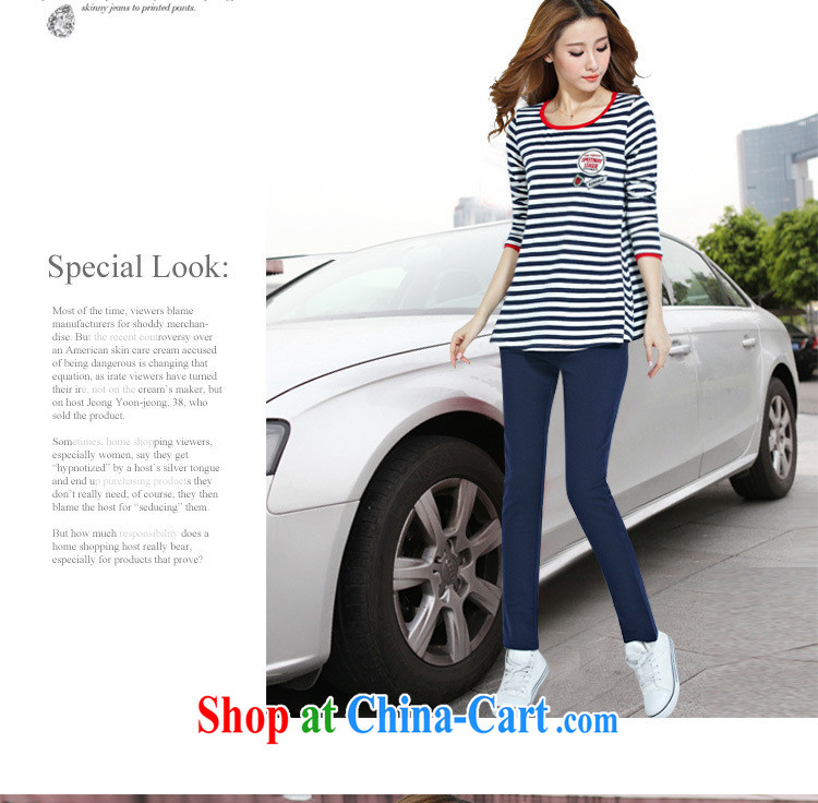 Cheuk-yan Yi Lai film 2015 spring new, larger female striped round-collar loose long-sleeved leisure T pension package S 8128 streaks red XL for weight 115 - 130 pictures, price, brand platters! Elections are good character, the national distribution, so why buy now enjoy more preferential! Health