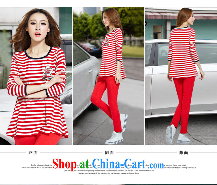 Cheuk-yan Yi Lai film 2015 spring new, larger female striped round-collar loose long-sleeved leisure T pension package S 8128 streaks red XL for weight 115 - 130 pictures, price, brand platters! Elections are good character, the national distribution, so why buy now enjoy more preferential! Health