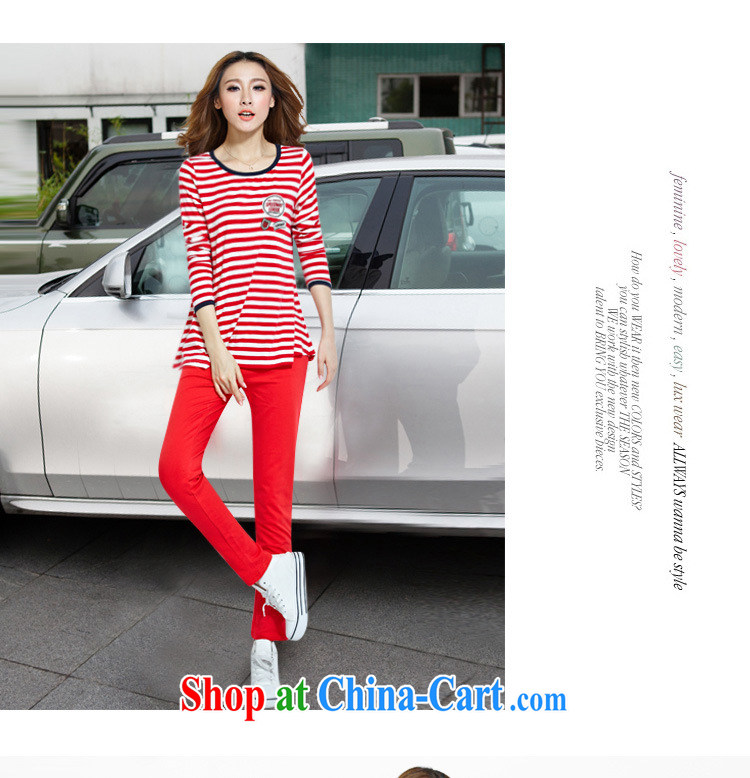 Cheuk-yan Yi Lai film 2015 spring new, larger female striped round-collar loose long-sleeved leisure T pension package S 8128 streaks red XL for weight 115 - 130 pictures, price, brand platters! Elections are good character, the national distribution, so why buy now enjoy more preferential! Health