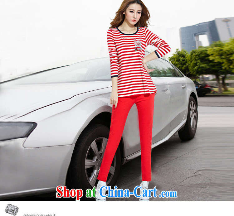 Cheuk-yan Yi Lai film 2015 spring new, larger female striped round-collar loose long-sleeved leisure T pension package S 8128 streaks red XL for weight 115 - 130 pictures, price, brand platters! Elections are good character, the national distribution, so why buy now enjoy more preferential! Health