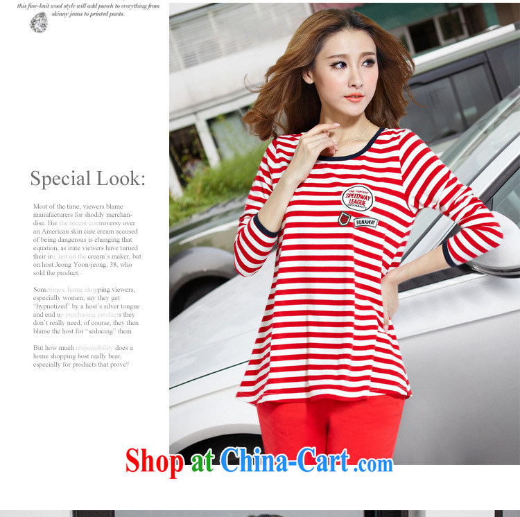 Cheuk-yan Yi Lai film 2015 spring new, larger female striped round-collar loose long-sleeved leisure T pension package S 8128 streaks red XL for weight 115 - 130 pictures, price, brand platters! Elections are good character, the national distribution, so why buy now enjoy more preferential! Health