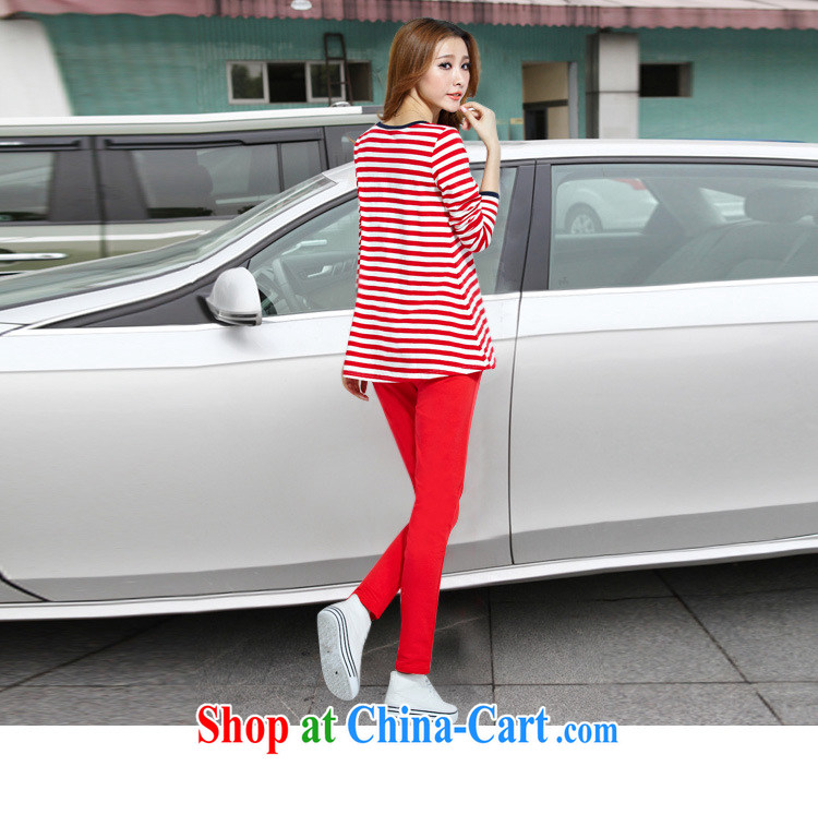 Cheuk-yan Yi Lai film 2015 spring new, larger female striped round-collar loose long-sleeved leisure T pension package S 8128 streaks red XL for weight 115 - 130 pictures, price, brand platters! Elections are good character, the national distribution, so why buy now enjoy more preferential! Health