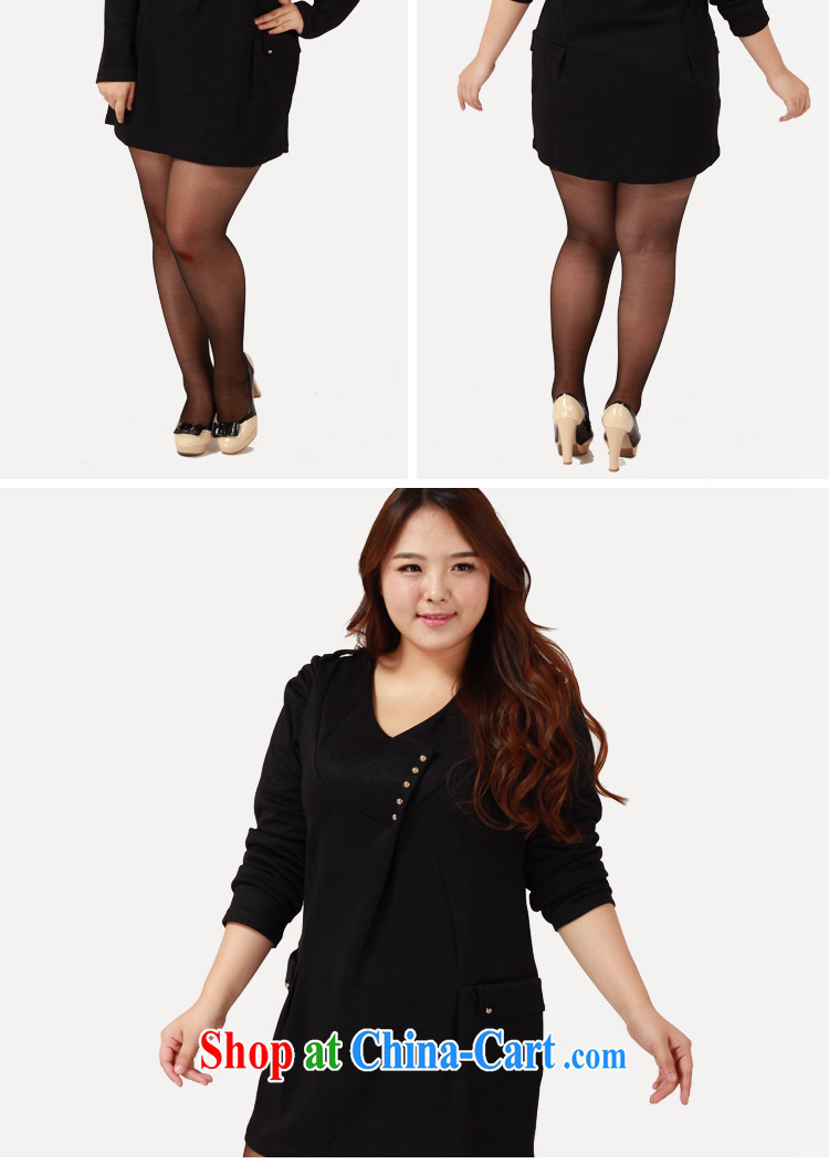 Hi Princess slave Korean thick MM large, women have been the Graphics thin dresses long sleeved V collar solid skirt D 9889 black 4XL/190 Jack left and right pictures, price, brand platters! Elections are good character, the national distribution, so why buy now enjoy more preferential! Health