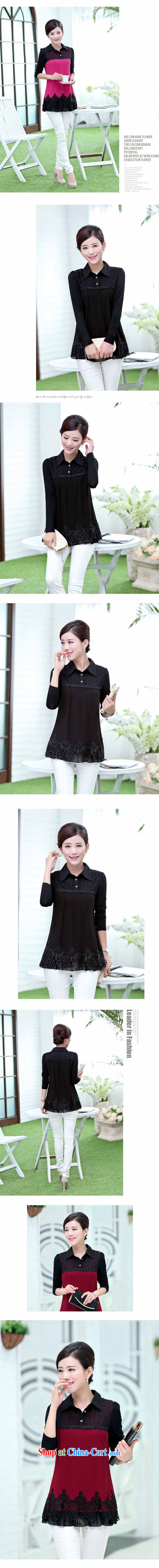 The Hee 2014 spring loaded new long-sleeved Korean lace long-sleeved T-shirt middle-aged ladies shirt MOM T-shirt snow woven shirts black XXXL pictures, price, brand platters! Elections are good character, the national distribution, so why buy now enjoy more preferential! Health