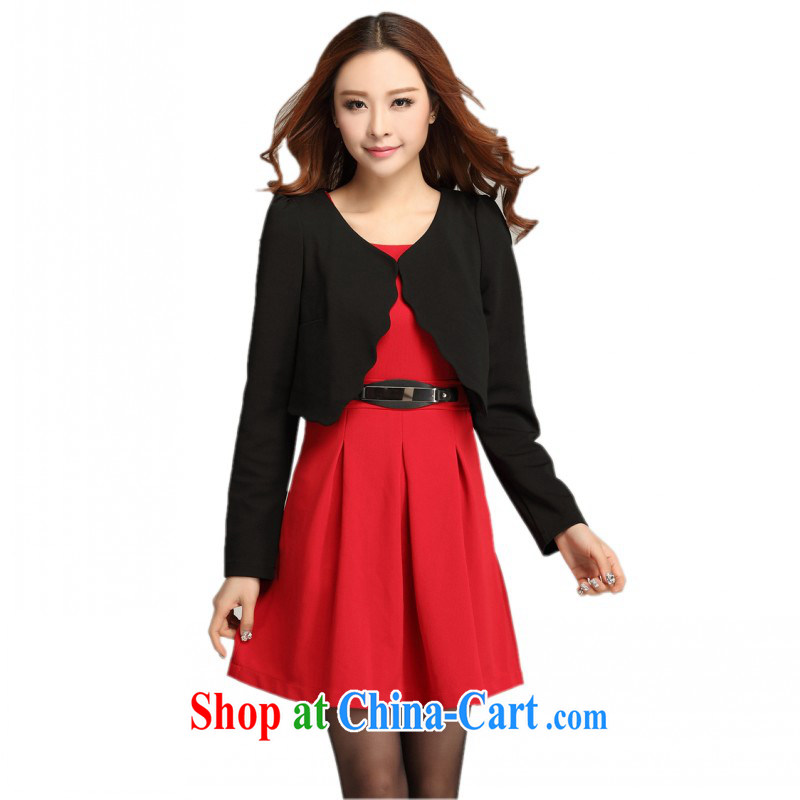 The package-thick, XL girls dresses red shawl two-piece fashion vest solid skirt OL commute video thin Mrs red skirts 4 XL approximately 170 - 185 jack