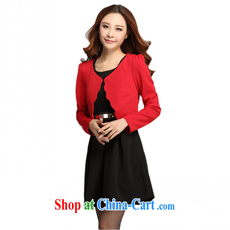 The package-thick, XL girls dresses red shawl two-piece fashion vest solid skirt OL commute video thin Mrs red skirts 4 XL approximately 170 - 185 jack, constitution, Jacob (QIANYAZI), and shopping on the Internet