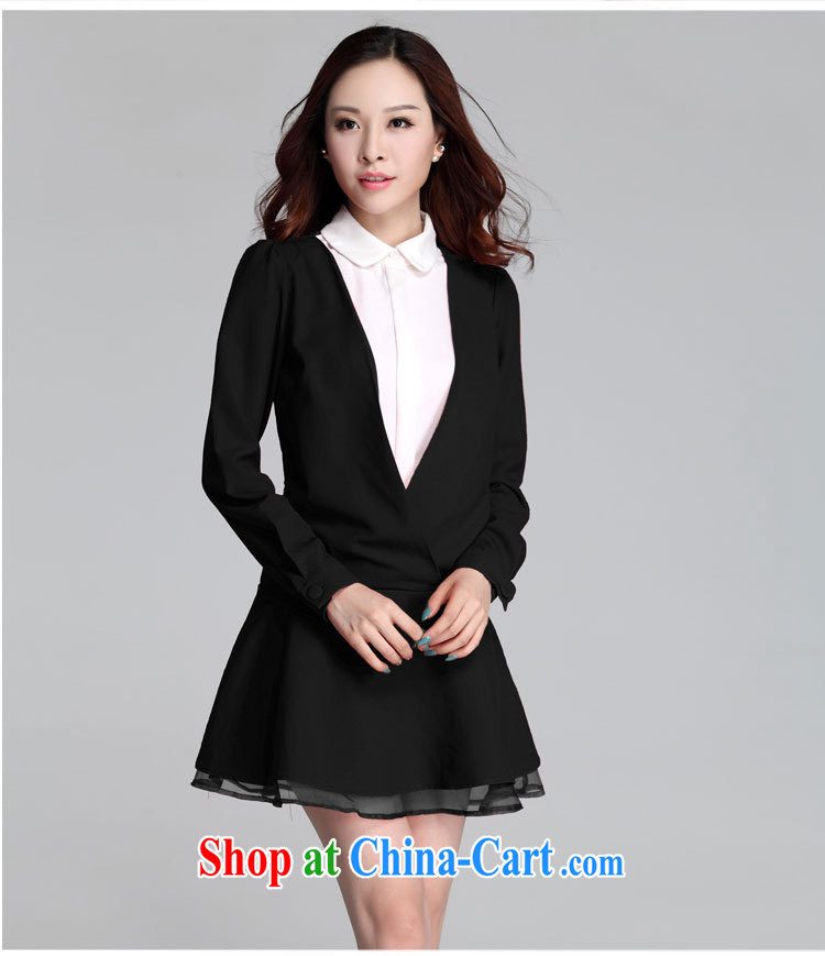 The delivery package as soon as possible e-mail mm thick larger female dresses and indeed graphics thin Korean OL commuter leave two-piece short skirts stitching long-sleeved Ladies black skirt 4 XL approximately 160 - 175 Jack pictures, price, brand platters! Elections are good character, the national distribution, so why buy now enjoy more preferential! Health