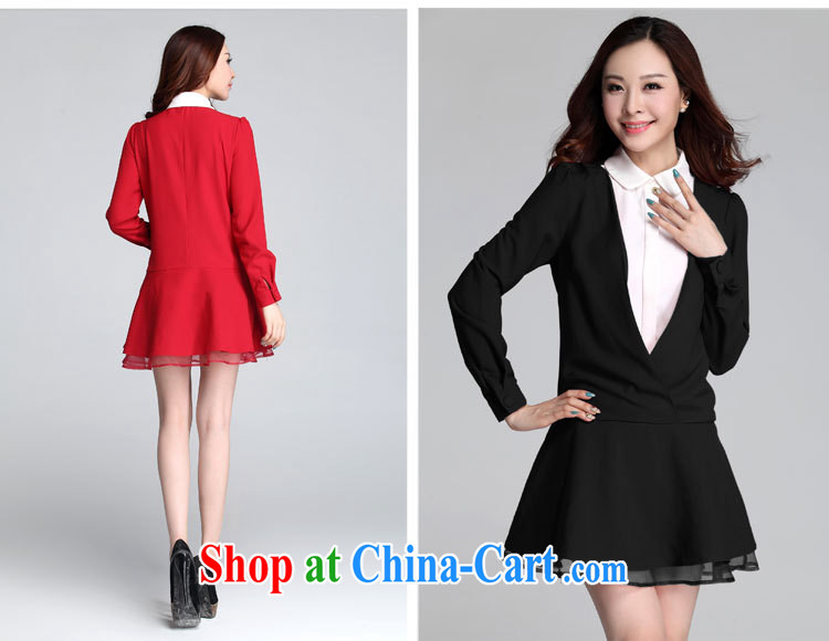 The delivery package as soon as possible e-mail mm thick larger female dresses and indeed graphics thin Korean OL commuter leave two-piece short skirts stitching long-sleeved Ladies black skirt 4 XL approximately 160 - 175 Jack pictures, price, brand platters! Elections are good character, the national distribution, so why buy now enjoy more preferential! Health