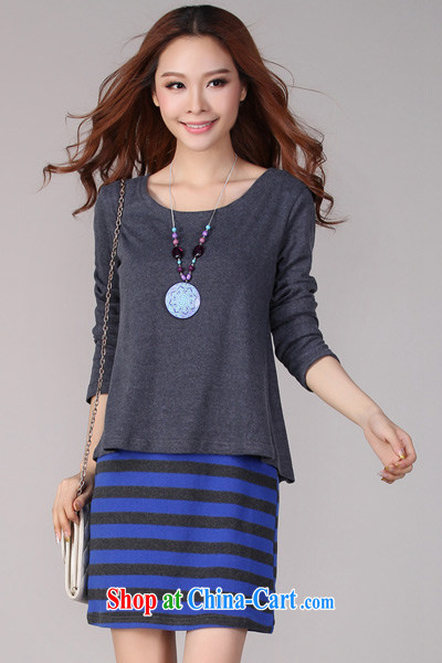 Constitution, XL girls false two striped dress, indeed long-sleeved 2015 spring new Korean version thick sister leisure skirt simple lady commuter skirt gray 4 XL 175 - 190 Jack pictures, price, brand platters! Elections are good character, the national distribution, so why buy now enjoy more preferential! Health