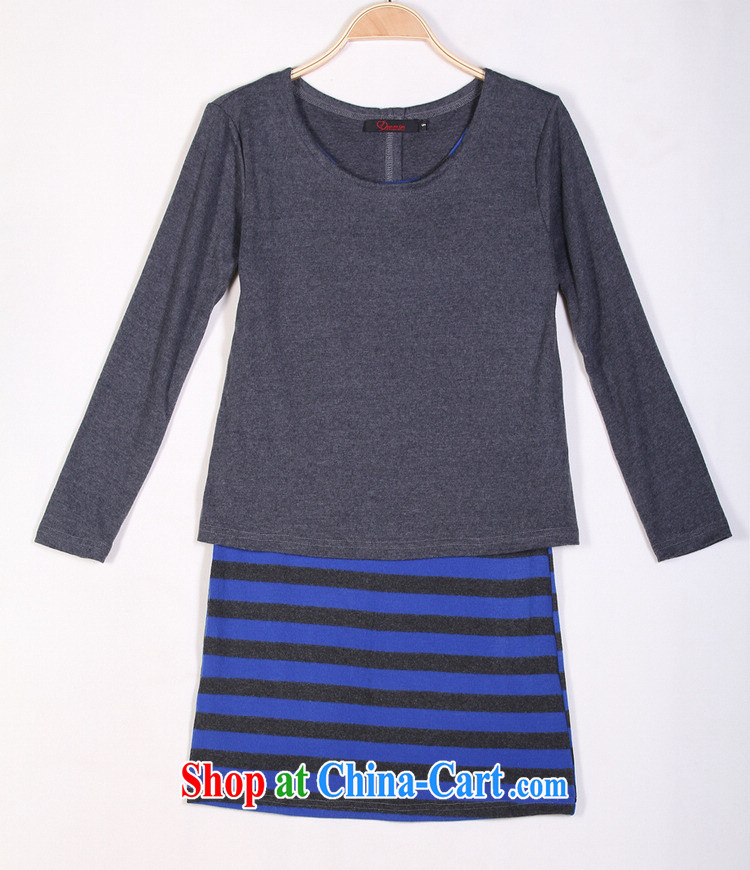 Constitution, XL girls false two striped dress, indeed long-sleeved 2015 spring new Korean version thick sister leisure skirt simple lady commuter skirt gray 4 XL 175 - 190 Jack pictures, price, brand platters! Elections are good character, the national distribution, so why buy now enjoy more preferential! Health
