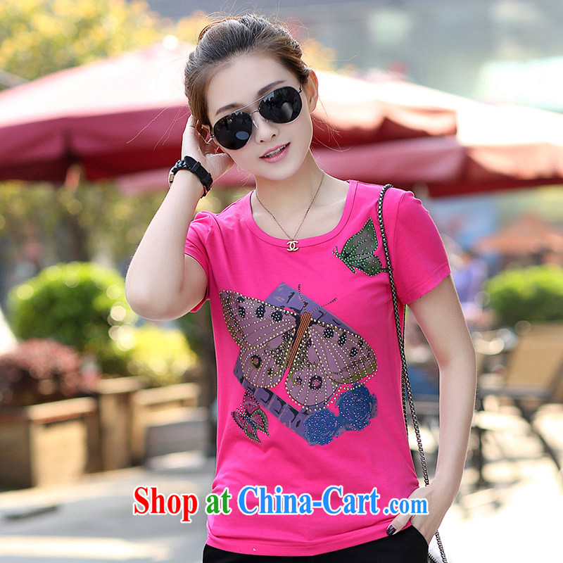 JK .,200 mm thick summer maximum code female stylish relaxed beauty and short-sleeved T board of 05,035 red 3 XL