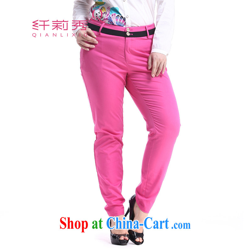 Slim Li-su fall 2014 New, and indeed increase, female fat mm candy knocked color beauty castor pants Q of 5533 red XXL