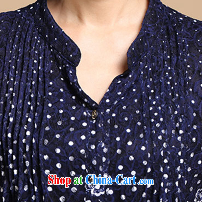 2015 spring New, and indeed increase, female, older women in long-sleeved sleeved stamp shirt, Mom is relaxed and elegant T-shirt lace T-shirt snow woven long-sleeved blue 5 XL (161 - 180 ) jack, and the beautiful believers, shopping on the Internet