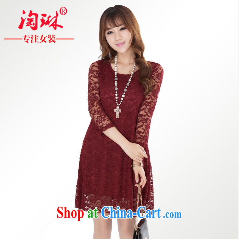 gold Catherine's 2015 new, larger spring cuff in lace dresses and indeed intensify beauty graphics thin skirt rust red 4 XL