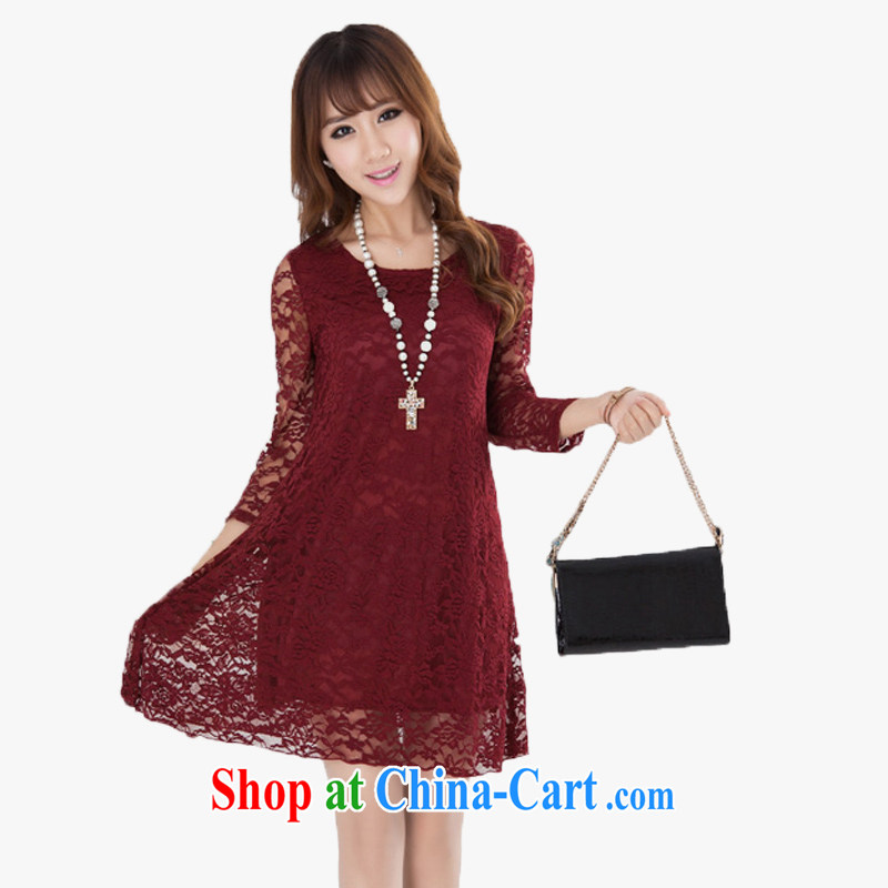 gold Catherine's 2015 new large, Spring Loaded, cuff lace dresses and indeed intensify beauty graphics thin skirt rust red 4 XL Amoy, Lin (taolin), shopping on the Internet