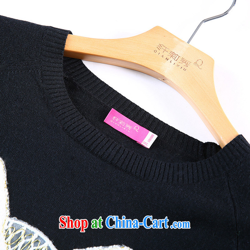 Slim Li-su 2014 autumn new XL female owl three-dimensional Embroidery is not rules, with knitted sweaters Q 5818 black XXL, slim Li-su, and Internet shopping